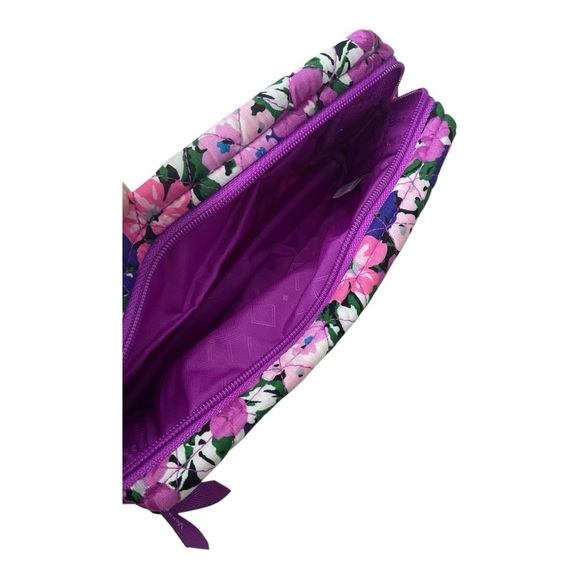 Vera Bradley Floral Cosmetic Bag NWT Quilted Makeup Pouch Purple Pink - Picture 3 of 4